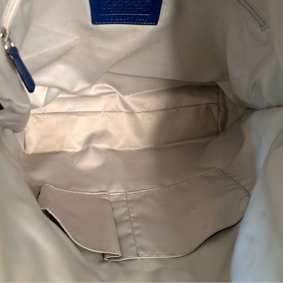 Coach | Blue Signature Laura Nylon Patent Leather Tote Bag - Picture 13 of 16